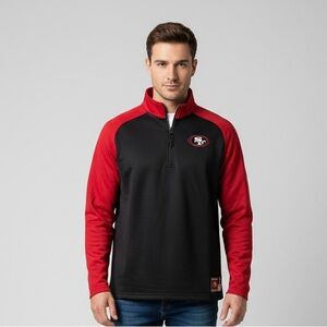 New Era Men's Black and Red Quarter-Zip Jacket